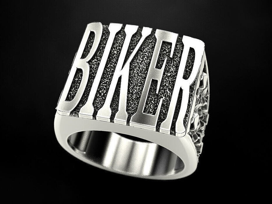 925 Silver Gothic Biker Ring Punk Number Signet Ring US5~15 Cool Gift for Him