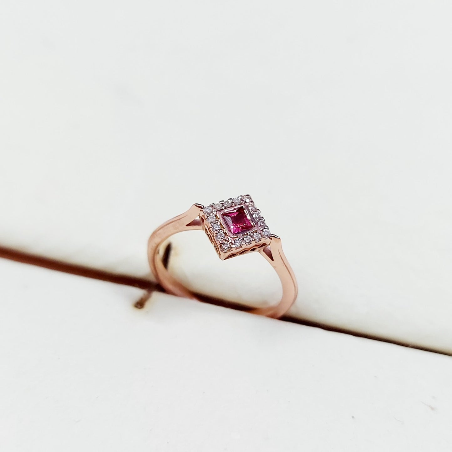 Natural Ruby Diamond Engagement Ring Square Halo Silver Band US5 ~15 Women Gift
