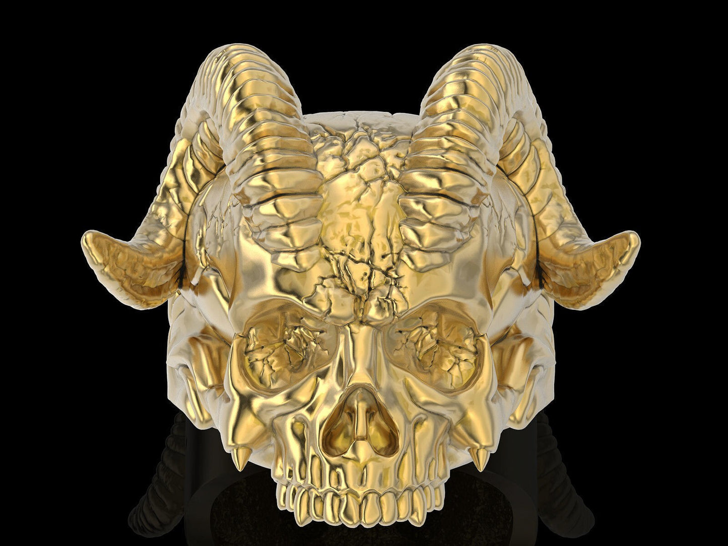 Brass Horn Tribal Gothic Biker Ring Skull Design US5~ 15 Retro Skull Men Ring