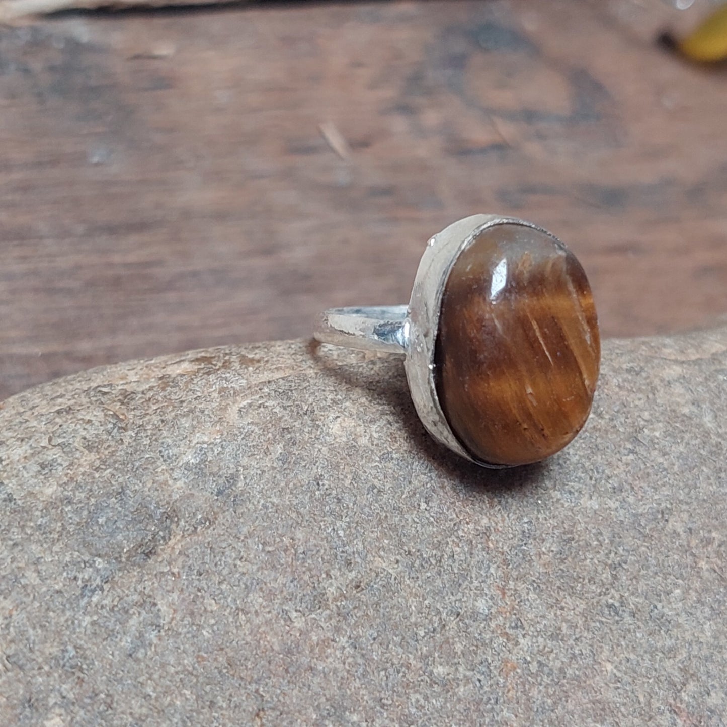 Oval Tiger Eye Men's Ring, 925 Sterling Silver Ring, August Birthstone Ring