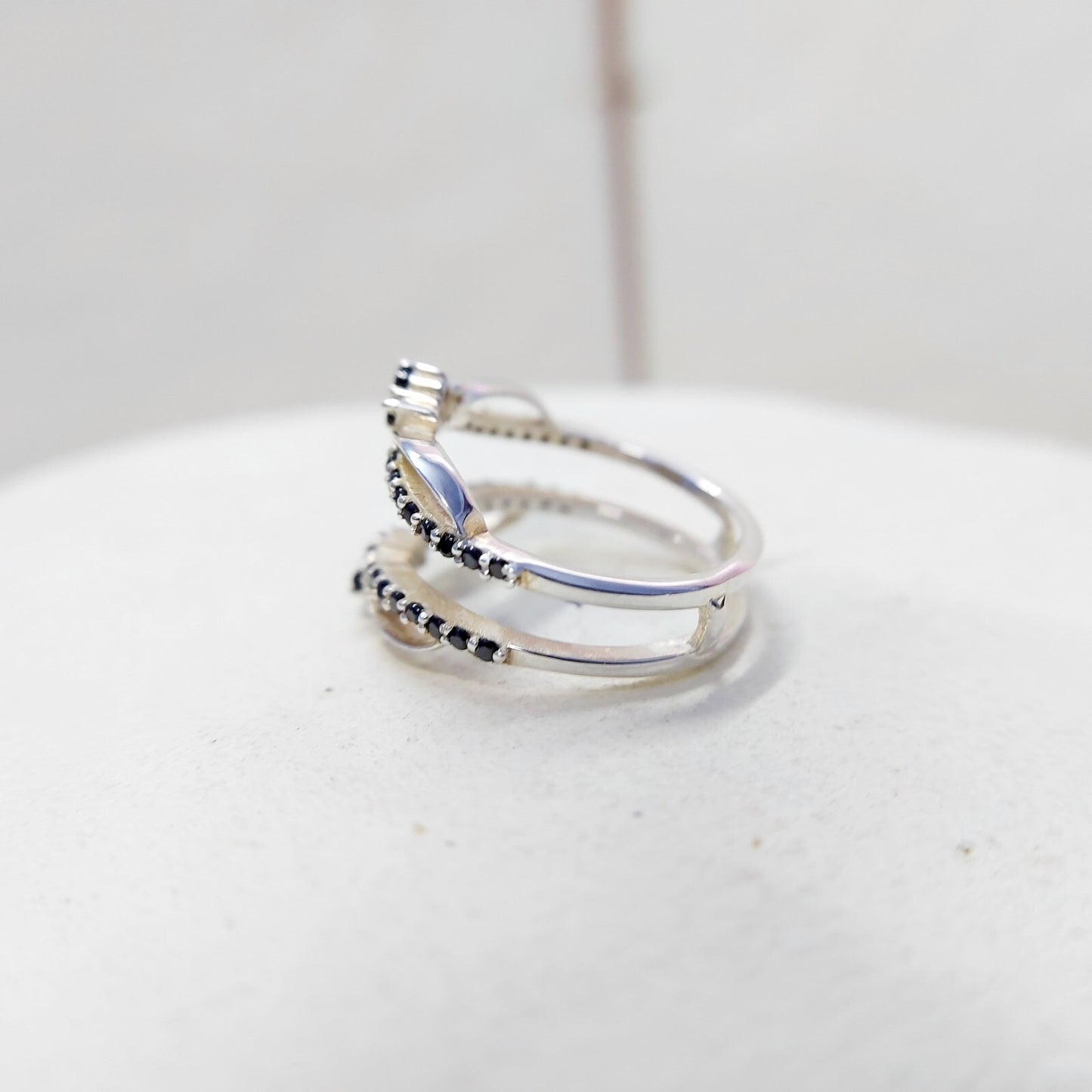 Black Sapphire Eternity Wedding Ring 925 Silver Women Gift Eternity Ring Us5~ 15