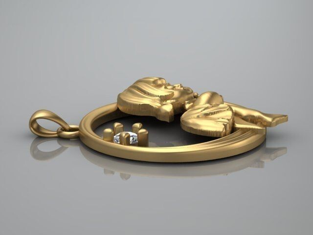 Brass Baby Pendant Cradle Angel Charm Love Cupid Lullaby DIY Jewelry Pendant