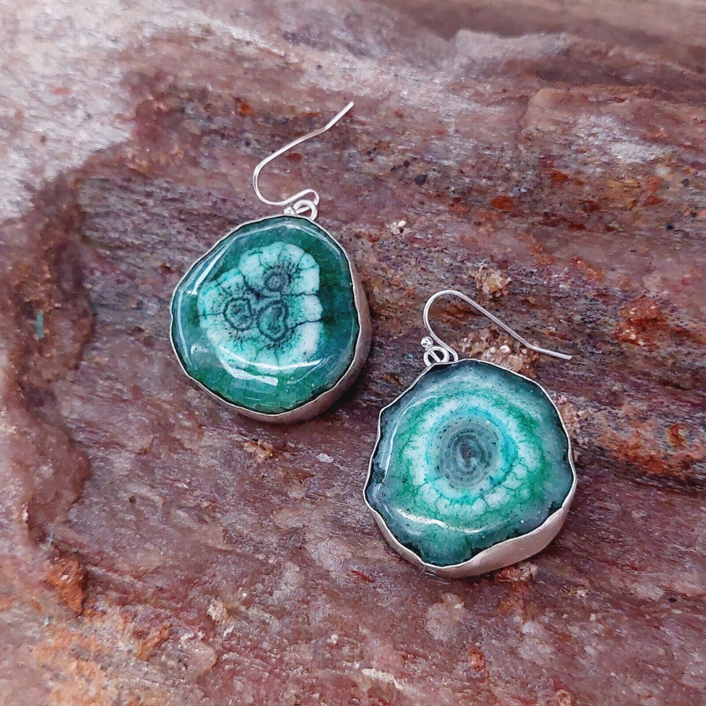 Green Solar Quartz 925 Sterling Silver Handmade Earrings Solar Gemstone Earrings