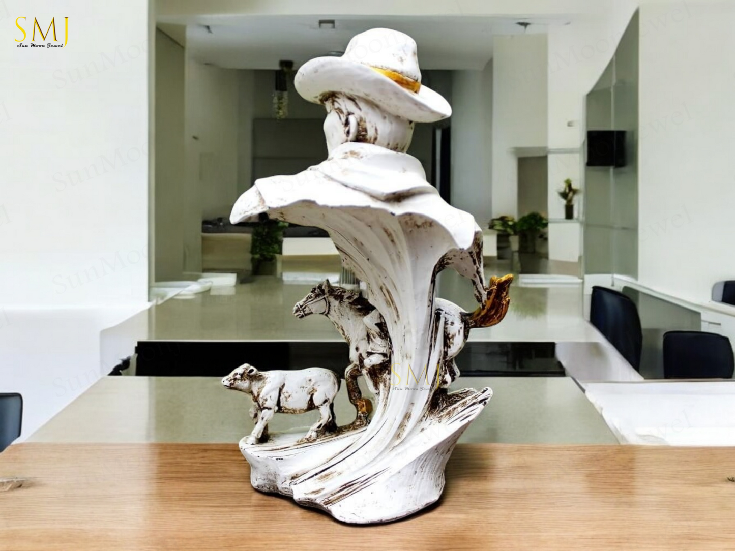 Cowboy with Horse Home Decor Showpiece Cowboy Statue Cowboy with Horse Gift