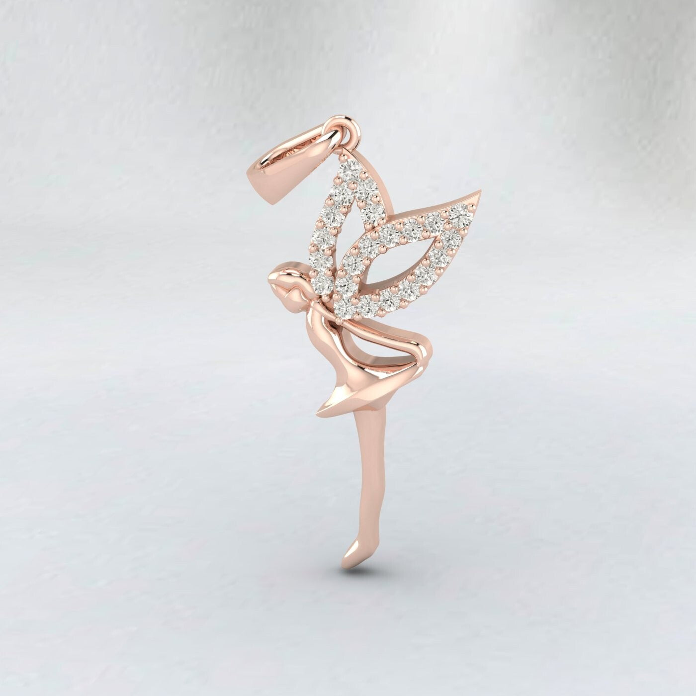 925 Silver Ballerina Pendant Angel Charm Micro Pave Diamond Pendant Dainty