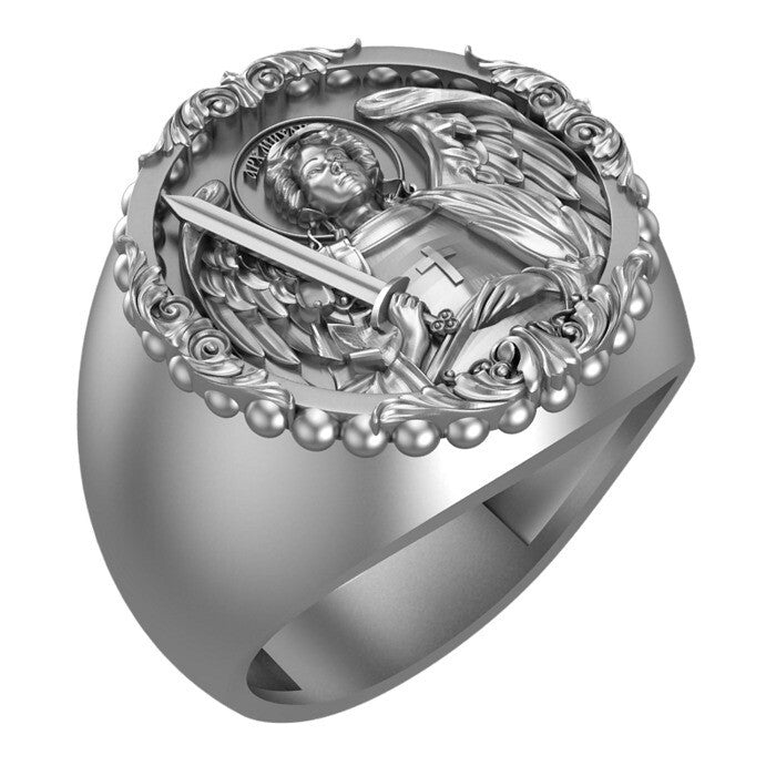 Silver Archangel Michael Saint Women Men Ring Us5~ 15 Michael Handmade Gift Ring