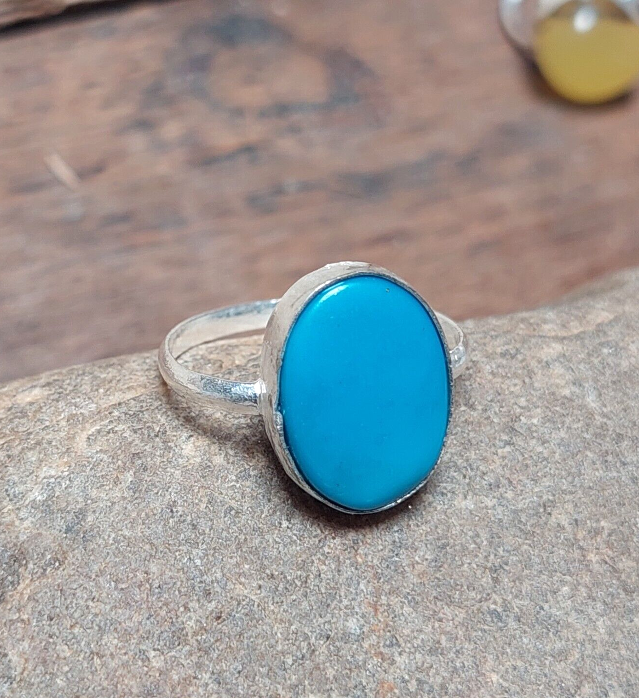 Sleeping Beauty Turquoise 925 Sterling Silver Minimalist Solitaire Dainty Ring