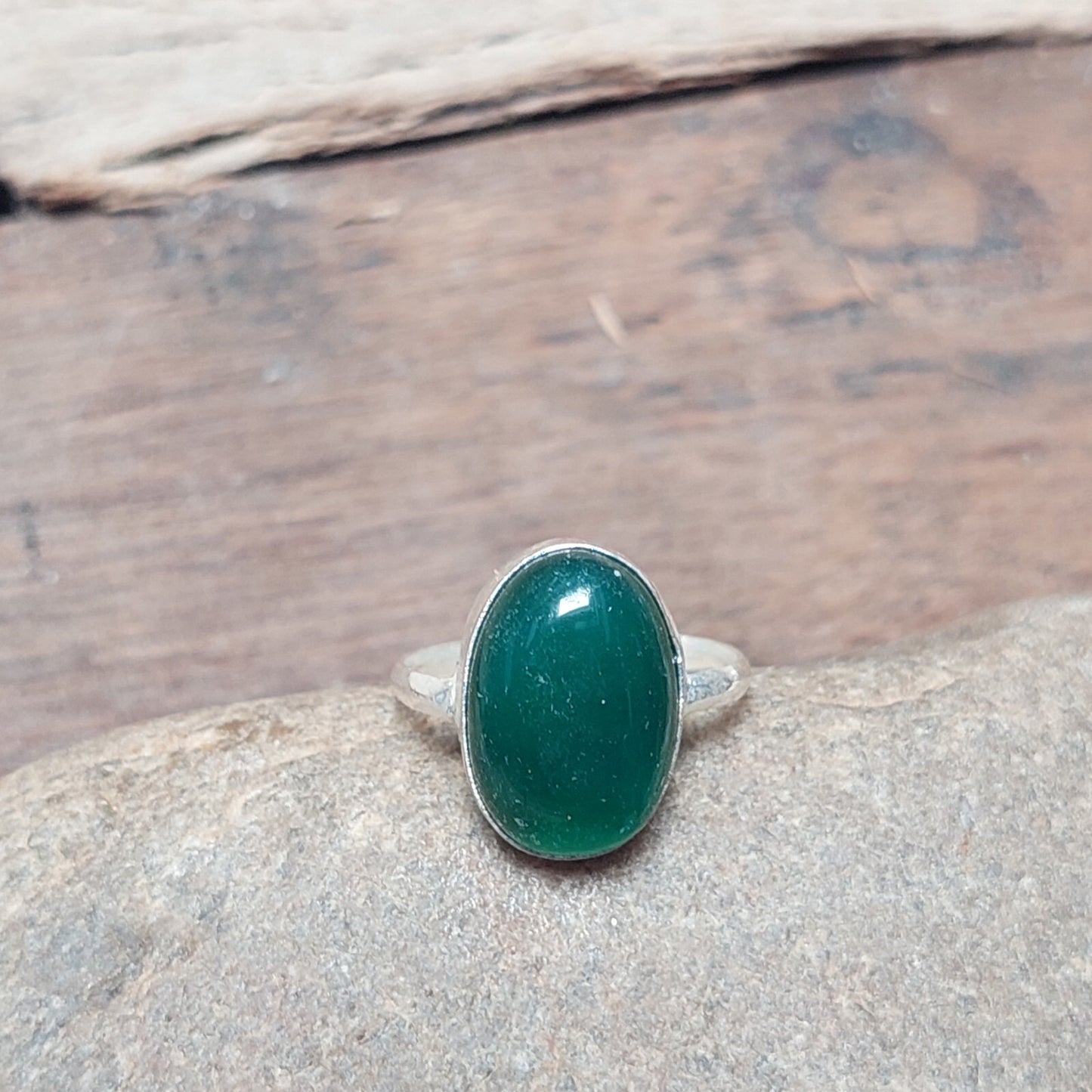Oval Green Onyx Men's Ring,925 Sterling Silver Handmade Ring,Gift for Him