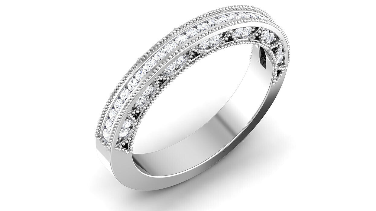 925 Silver CZ Round Cut Eternity Engagement Wedding Band Ring Women Gift US5~ 15