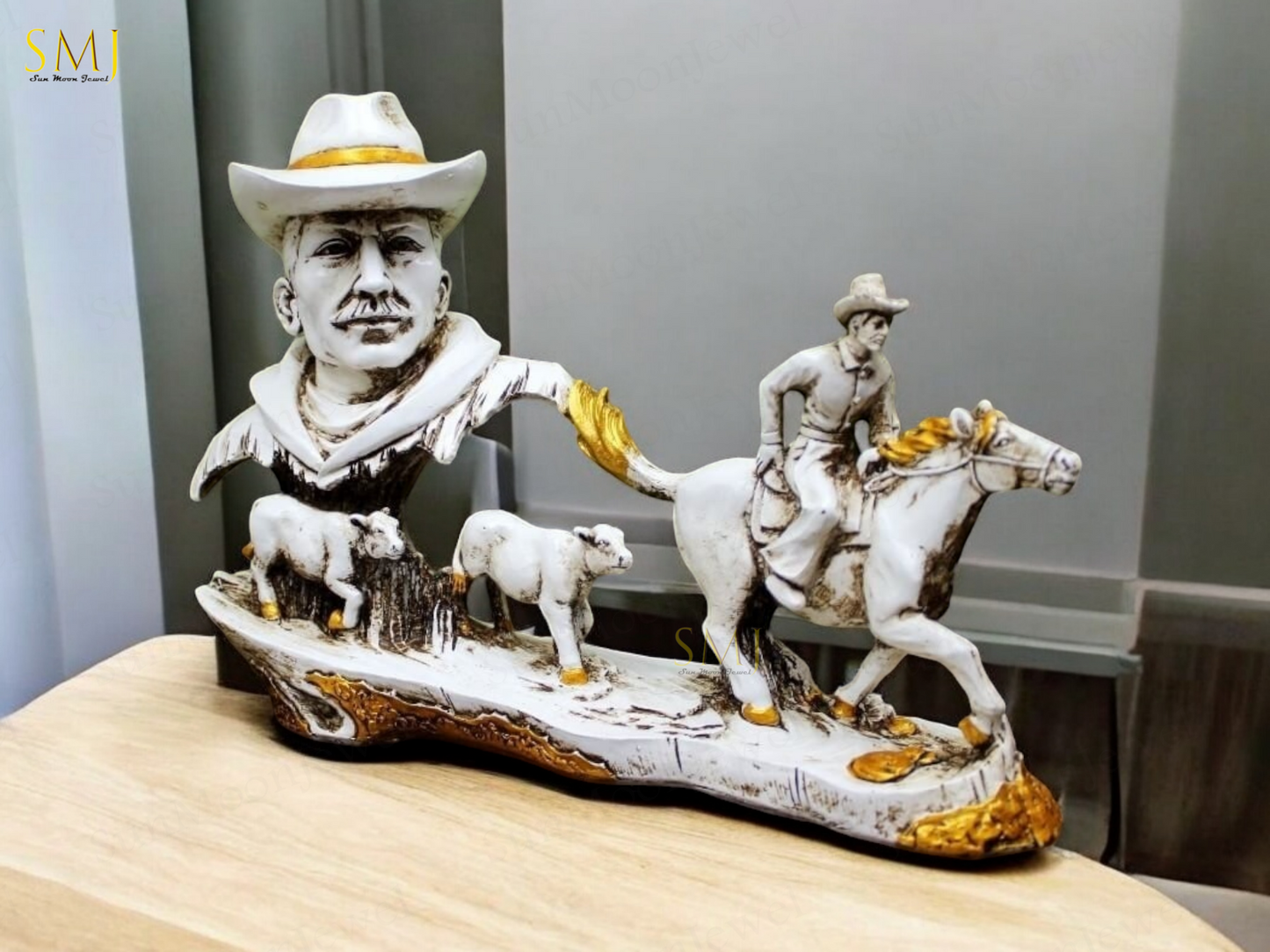 Cowboy with Horse Home Decor Showpiece Cowboy Statue Cowboy with Horse Gift