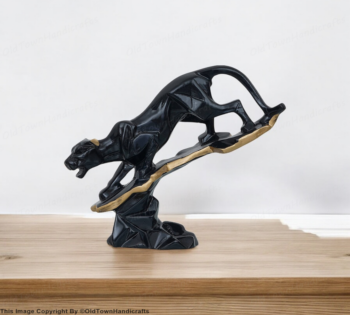 Handcrafted Black Panther Feng Shui Figurine Decorative Resin Showpiece Panther