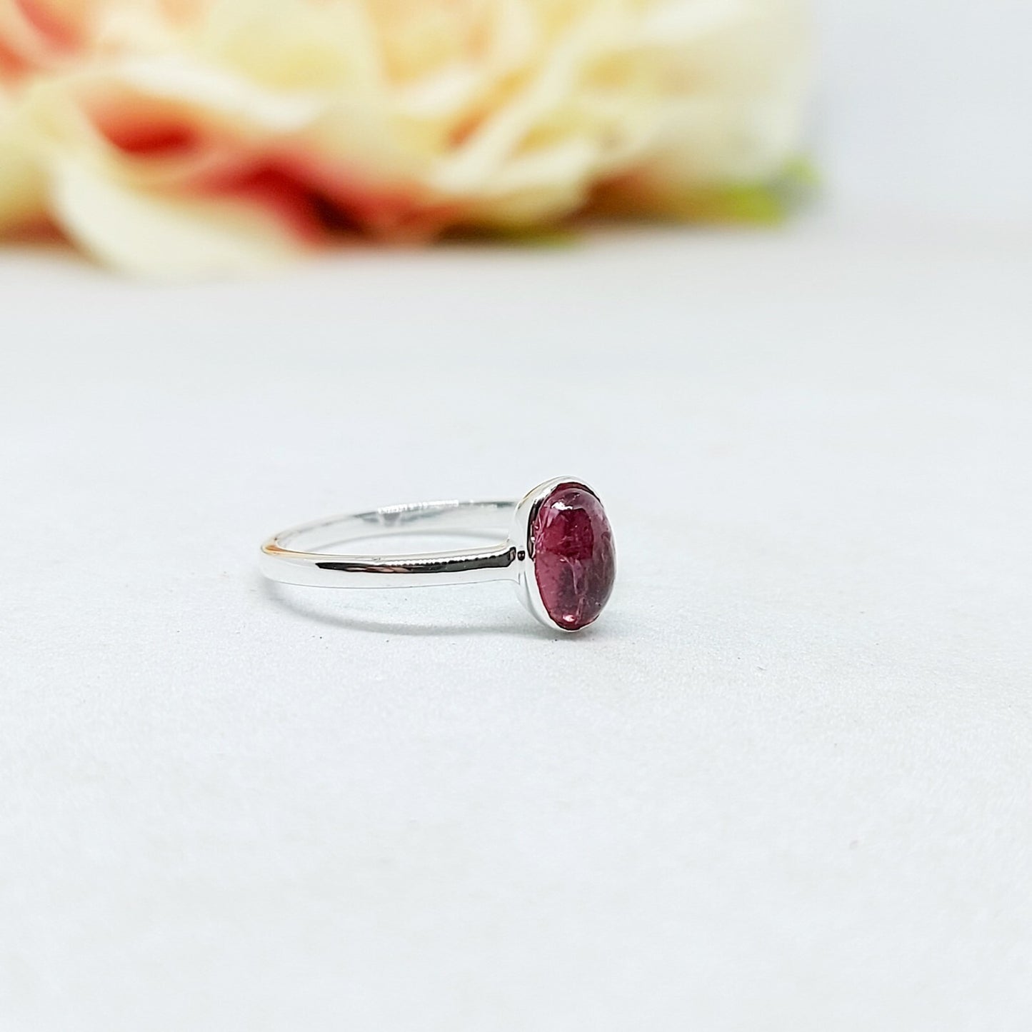 Pink Tourmaline Ring Oval Cut Handmade 925 Silver Gift Ring US5~15 Elegant Look