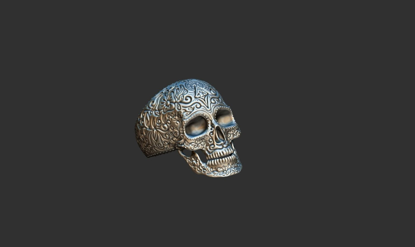 925 Silver Mexican Skull Ring Gothic Biker Unique Skull Head Rings For Men Women