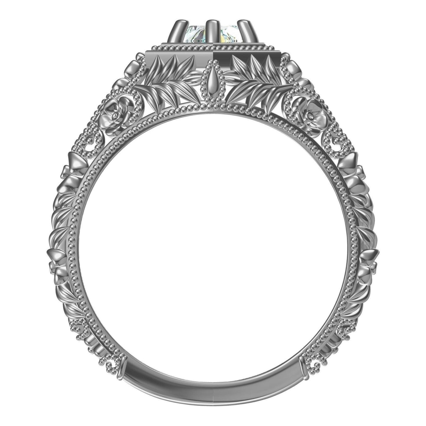 Art Deco Round Lab Created Solitaire Engagement Ring 925 Silver US5-15 Gift Ring