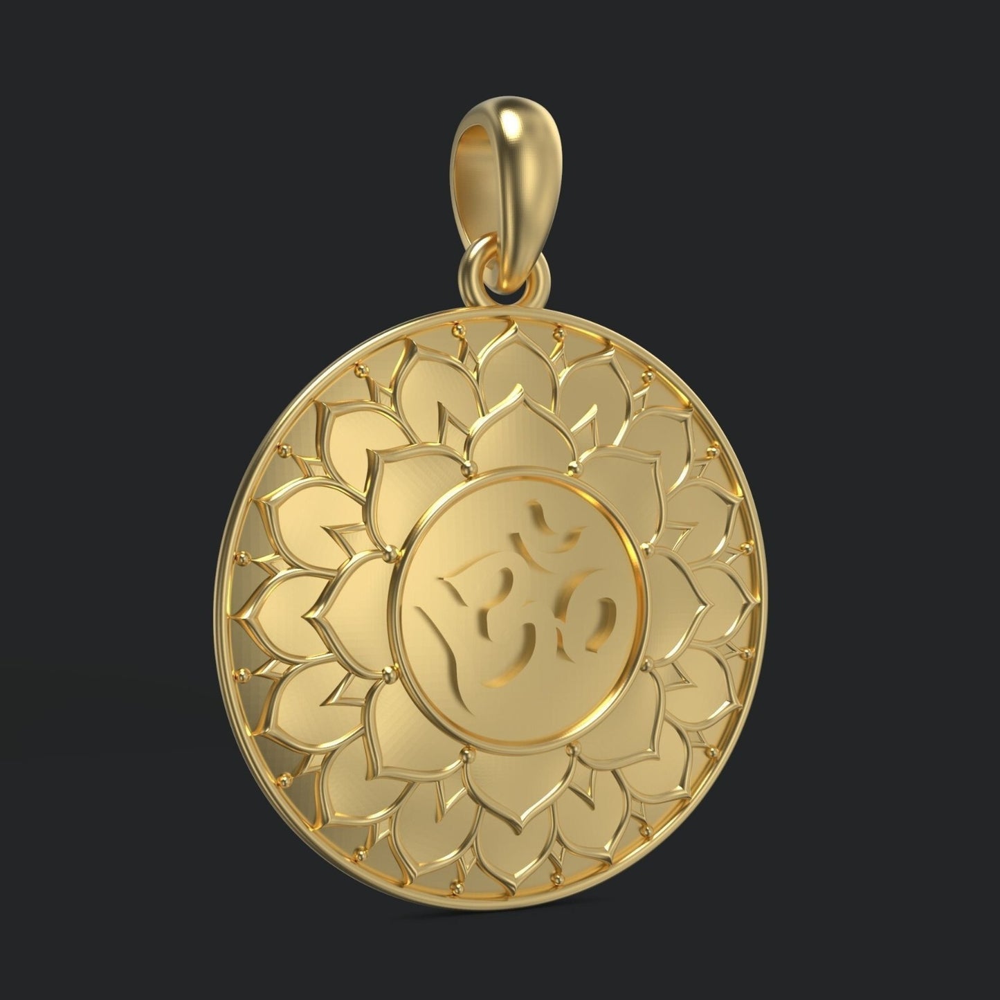 Brass OM Yoga Symbol Pendant Necklace Aum Ohm Charm Spiritual Jewelry OM Pendant
