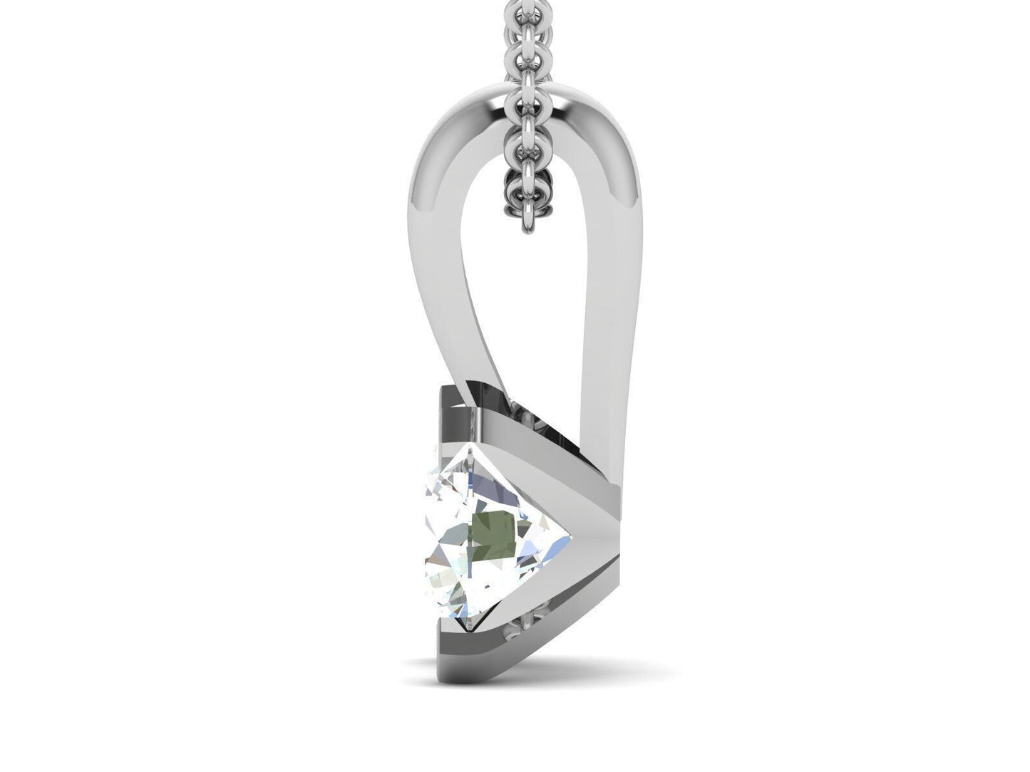 Silver Round Cut Solitaire Cubic CZ Pendant AAA CZ Round Single Necklace Women