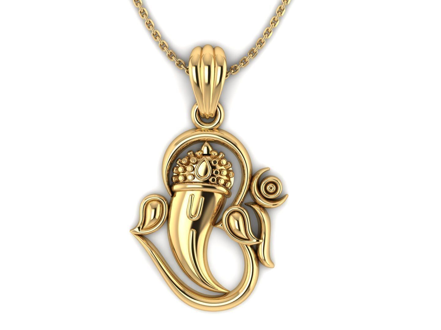 Ganesh Charm Pendant Brass Hinduism Symbol Elephant Necklace Religious Gift Men