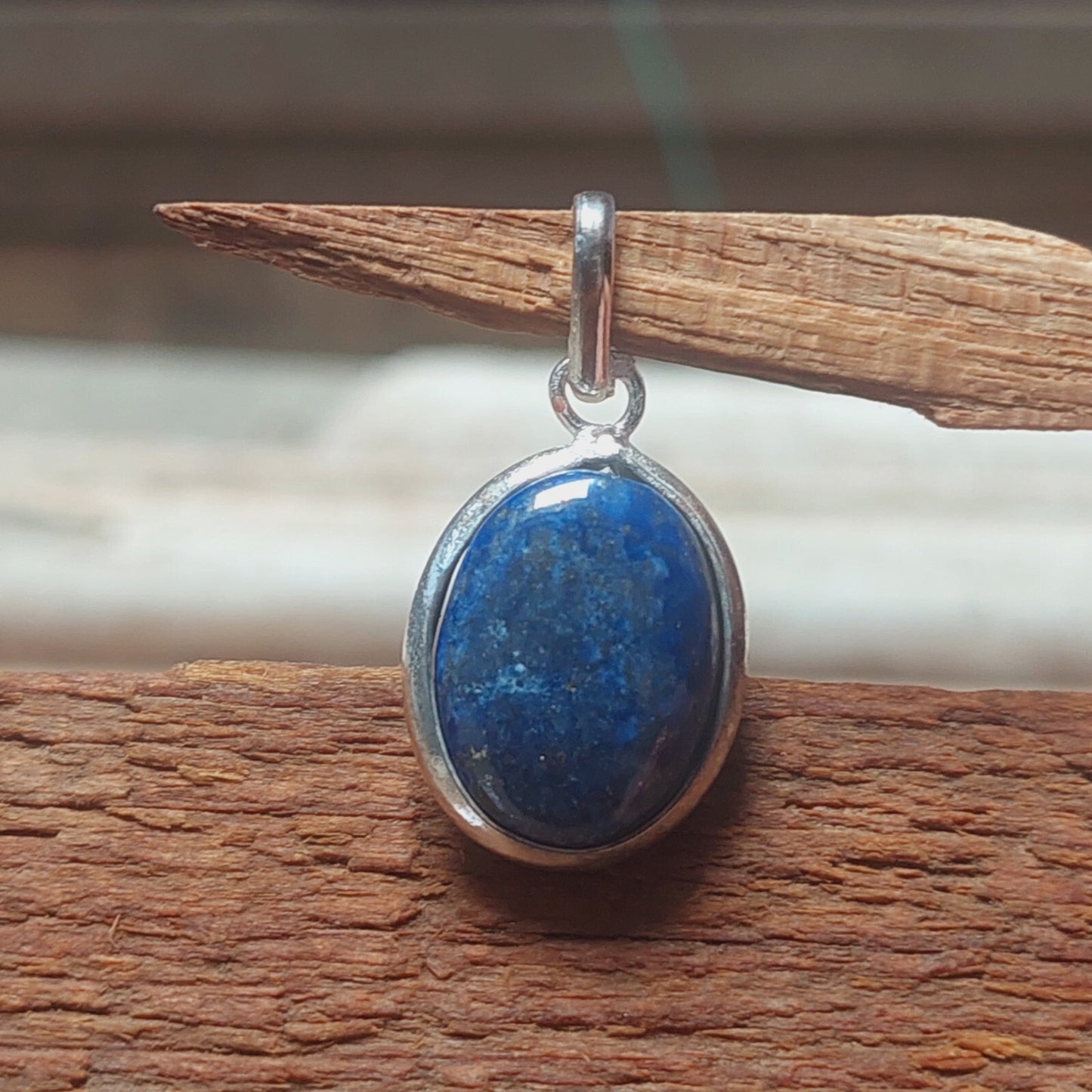 925 Sterling Silver Genuine Ovel Blue Lapis Lazlui Pendant Necklace Gift For Her