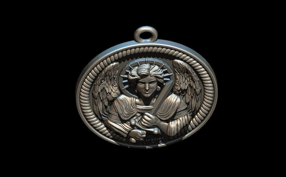 Saint Michael Archangel Medal Pendant Silver Religious Protection Necklace Gift