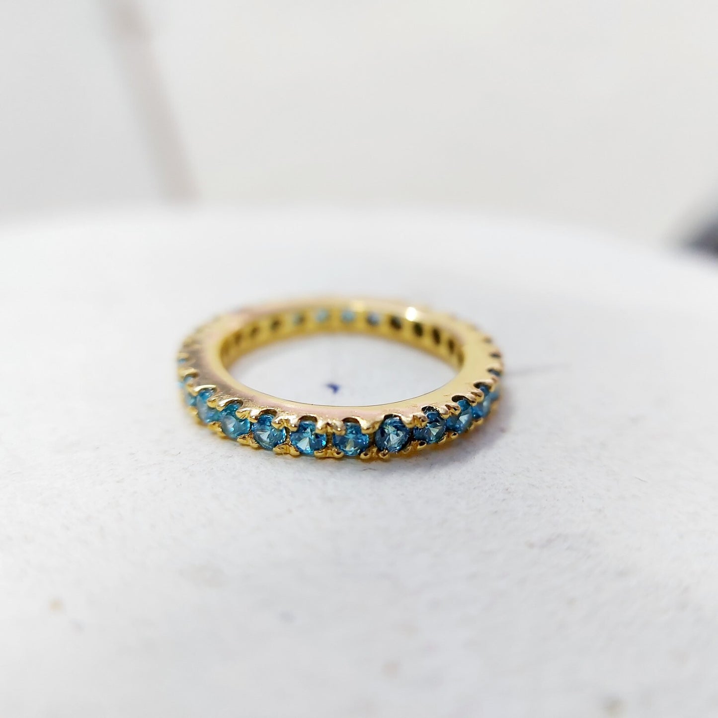 Natural Blue Topaz Ring Gemstone Wedding Eternity Band 925 Silver Jewelry Us5~15