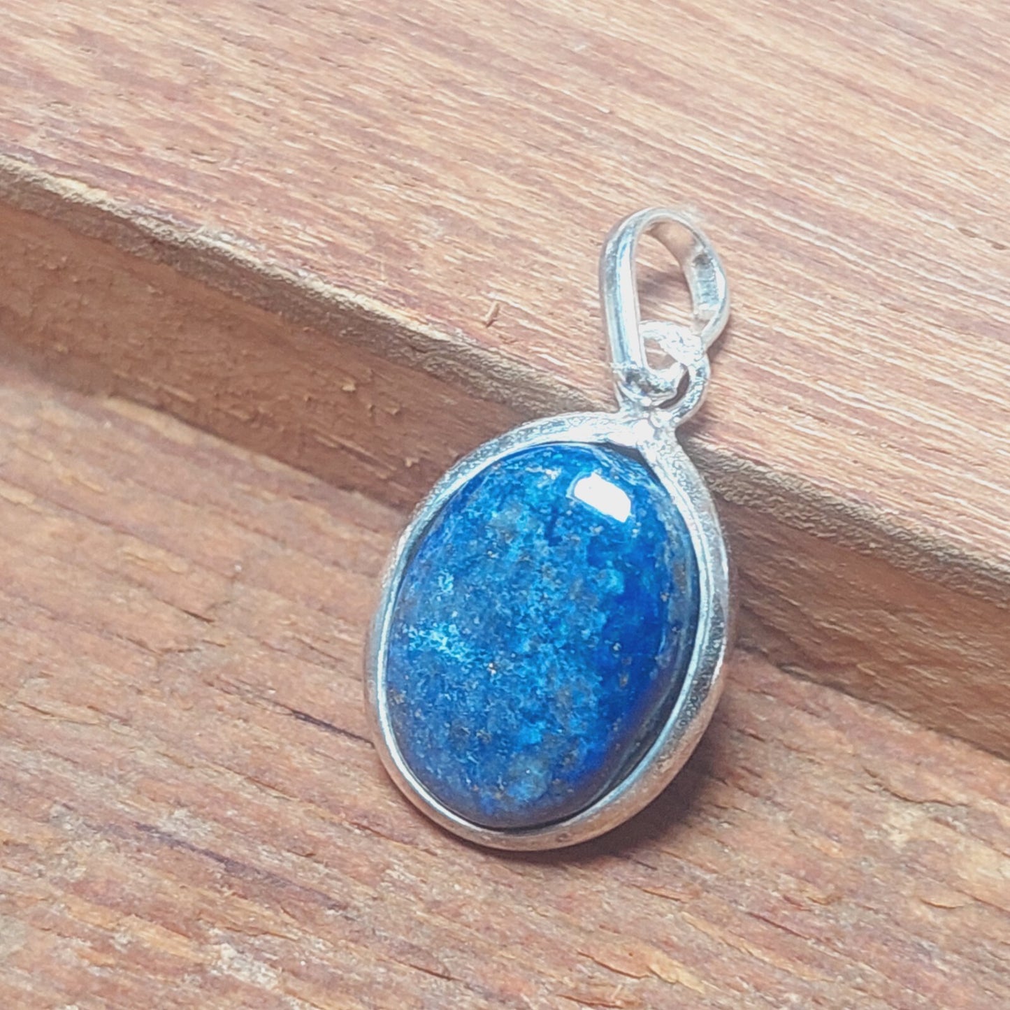 925 Sterling Silver Genuine Ovel Blue Lapis Lazlui Pendant Necklace Gift For Her