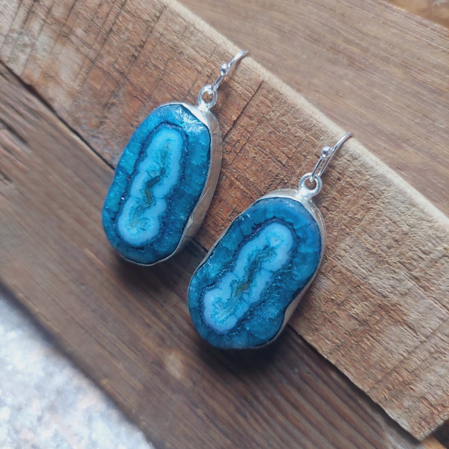 Blue Solar Quartz 925 Sterling Silver Handmade Earrings Solar Gemstone Earrings