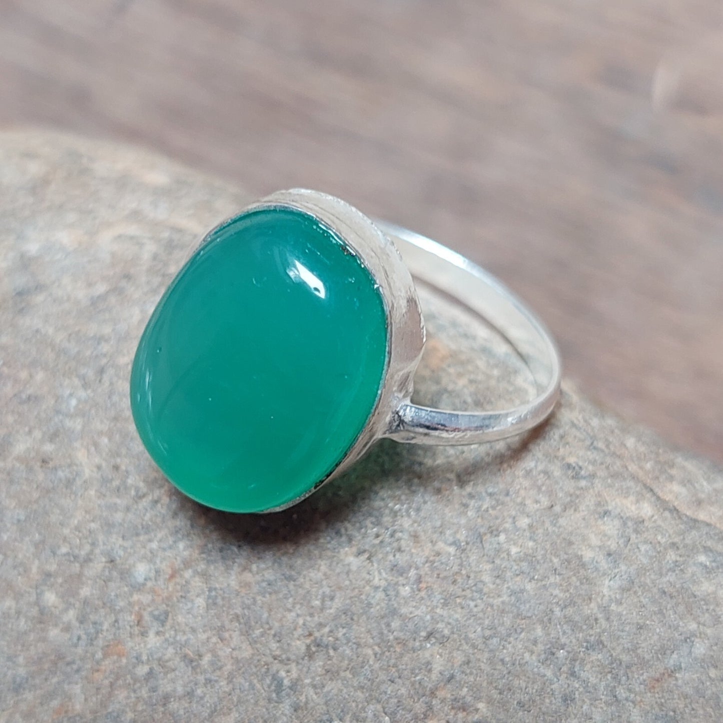 Oval Green Onyx Ring,925 Sterling Silver Handmade Ring,Casual Ring,Gift For All