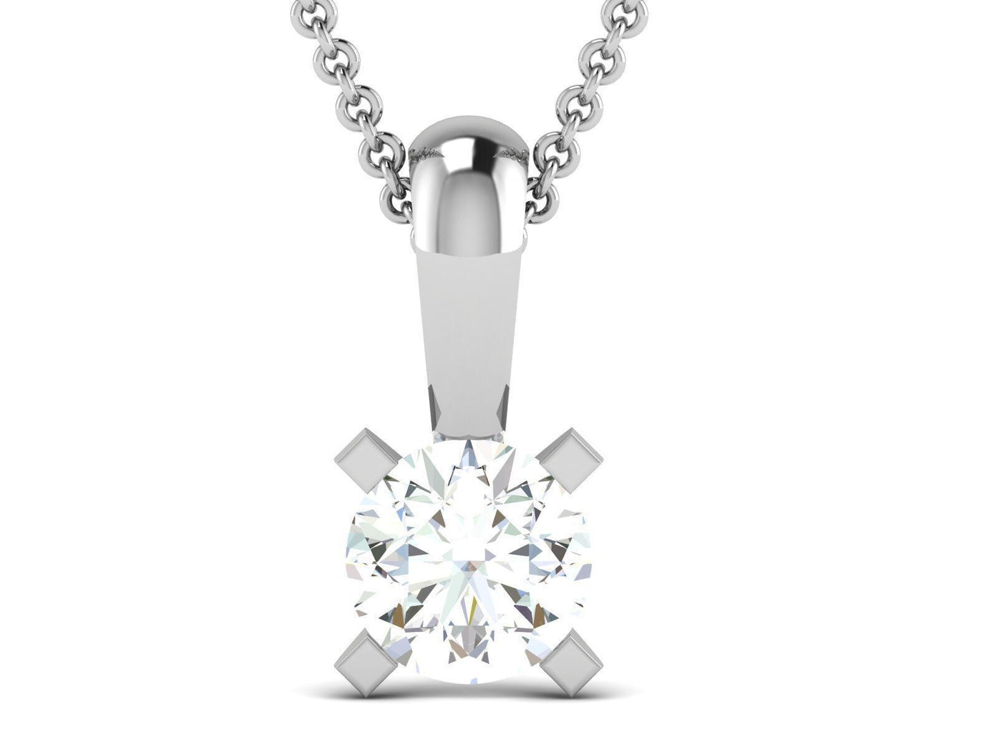 Silver Round Cut Solitaire Cubic CZ Pendant AAA CZ Round Single Necklace Women