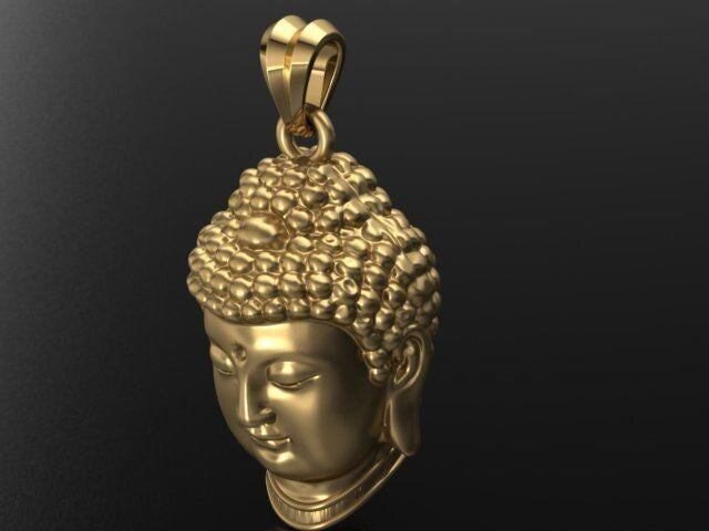 Buddha Head Brass Pendant Lucky Buddha Charm Religious Necklace For Men Family