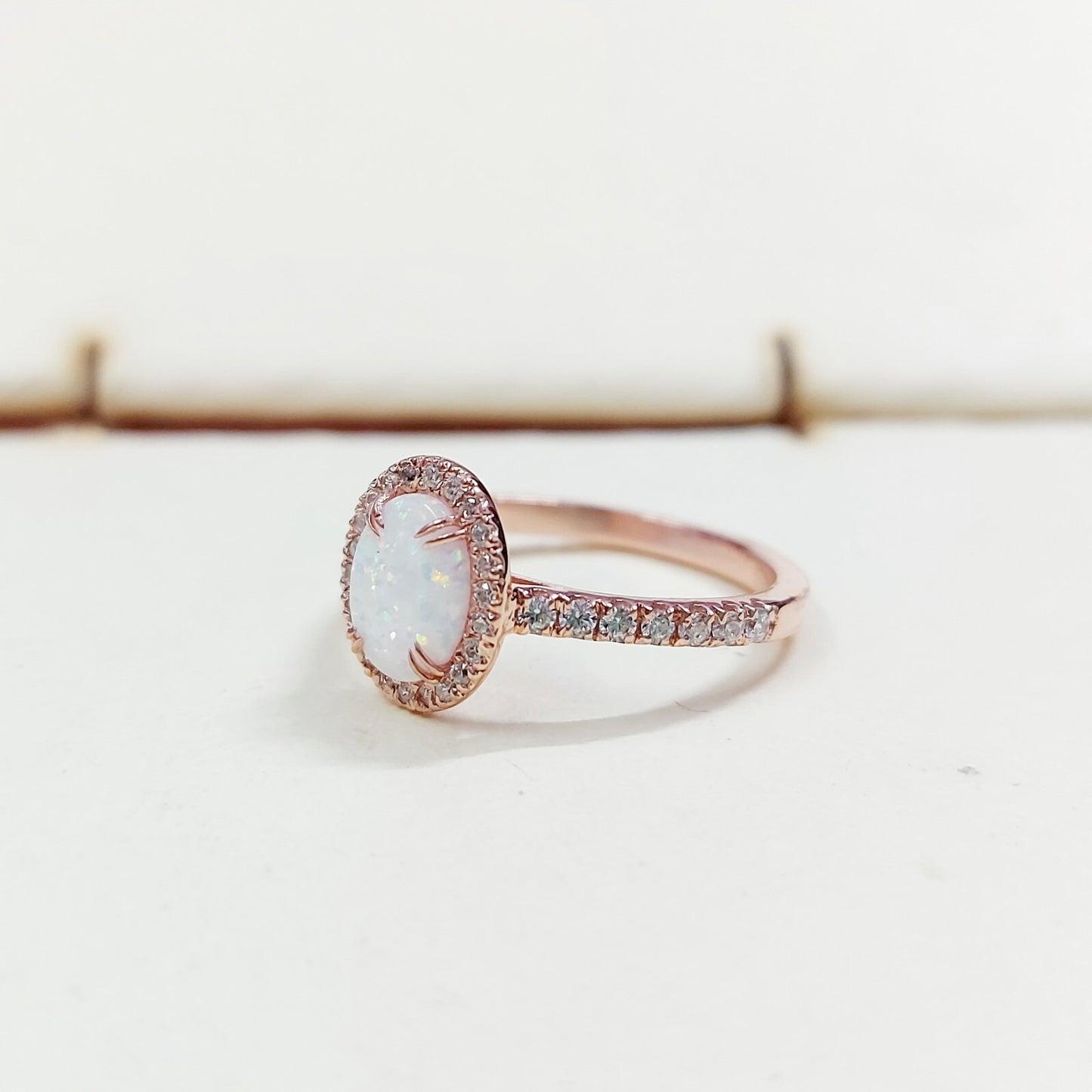 Oval Cut Natural Fire Opal Halo Engagement Women Ring Silver Opal Ring US5~15