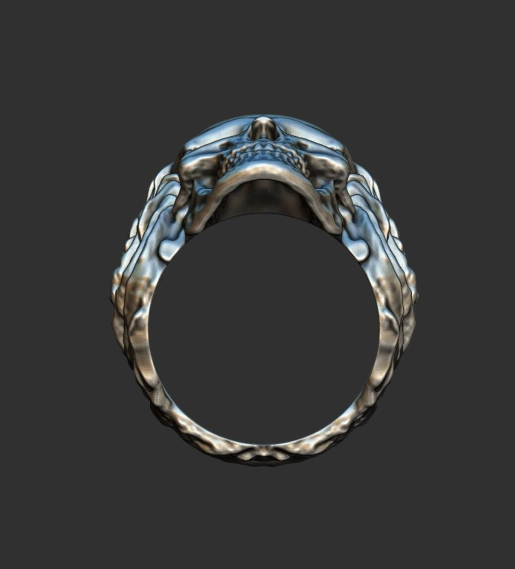 Silver Skull Biker Ring Bold Design US5~15 New Fashion Skull Wedding Ring Men