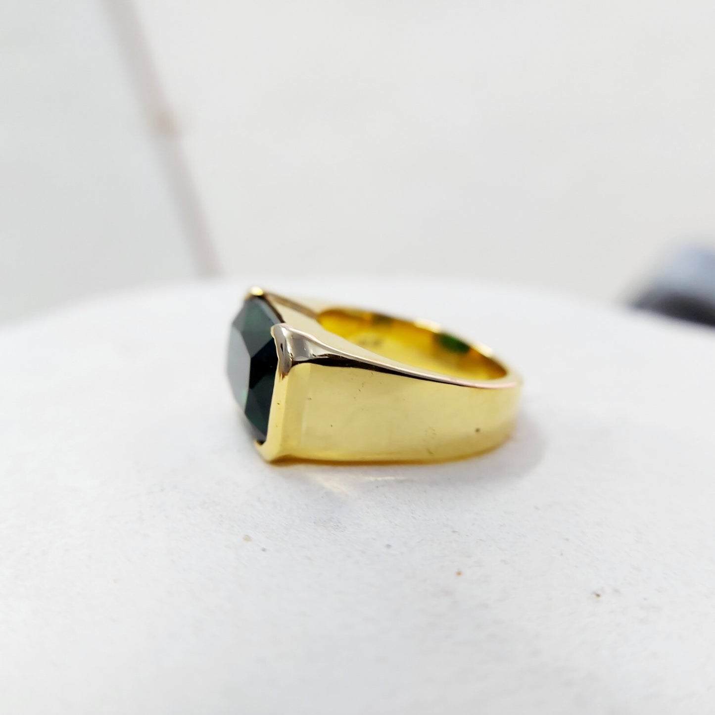 Natural Emerald Gemstone Signet Ring 925 Silver Men Band Anniversary Gift US5~15