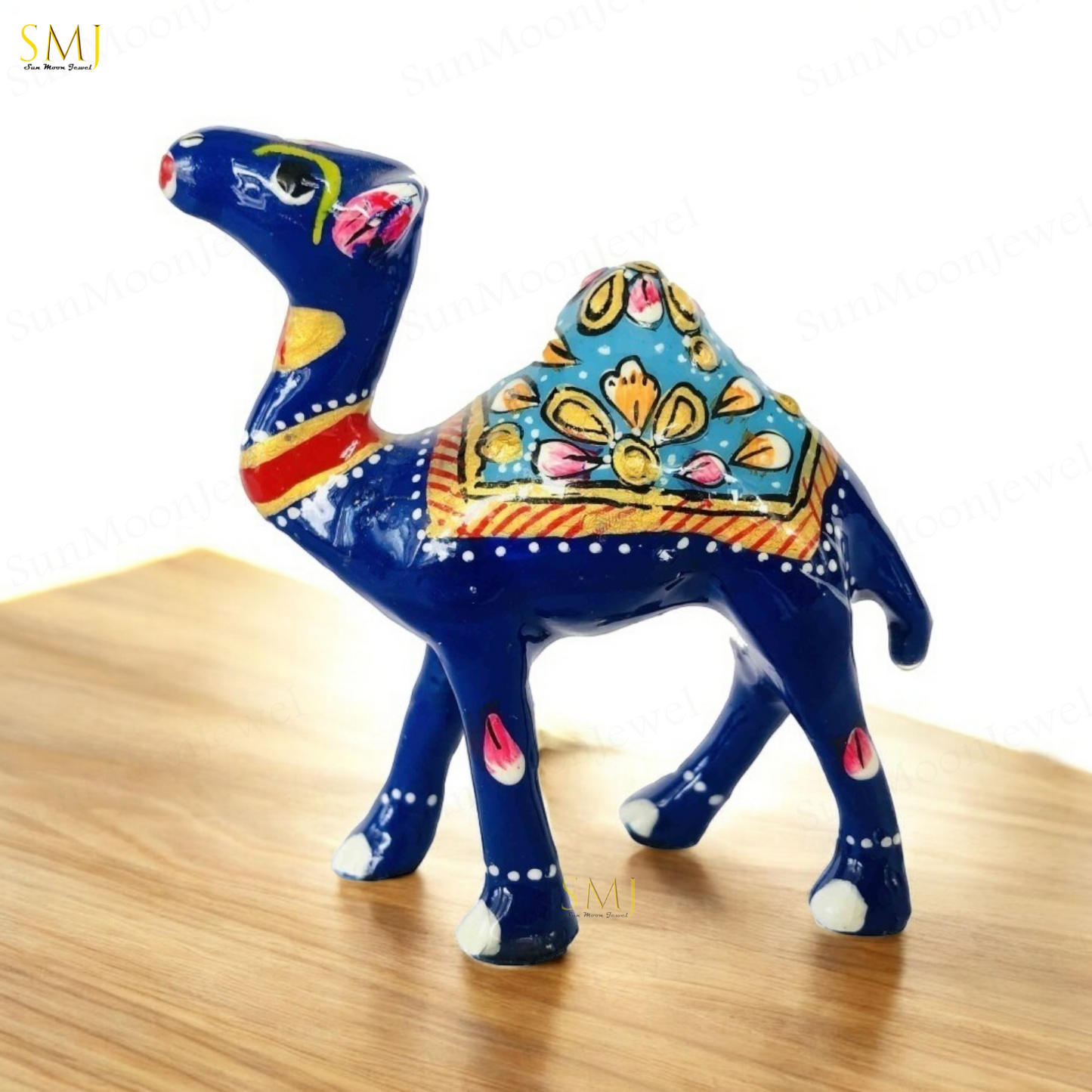 Handcrafted Camel Figurine Camel Metal Embossed Sculpture Meenakari Decor Art