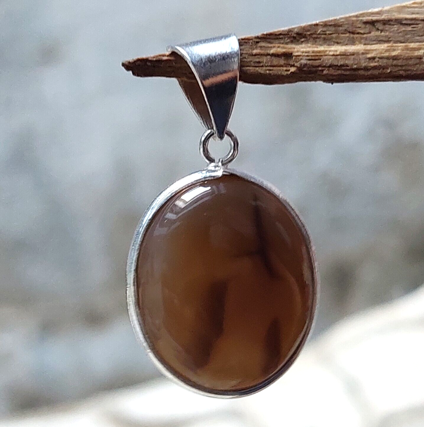 Oval Brown Montana Agate 925 Silver Handmade Pendant,Unisex Gift,Bezel Pendant