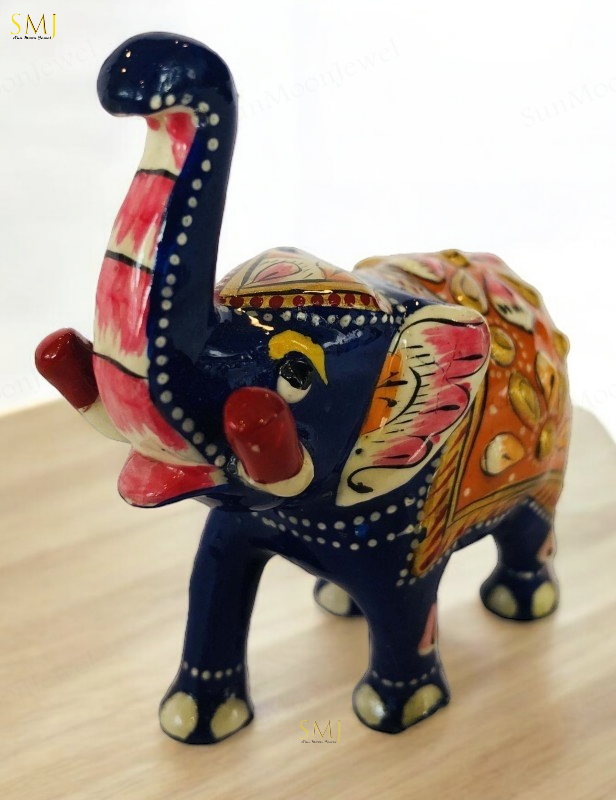 Erawat Elephant Statue Trunk Up Elephant Metal Figurine for Luck & Prosperity