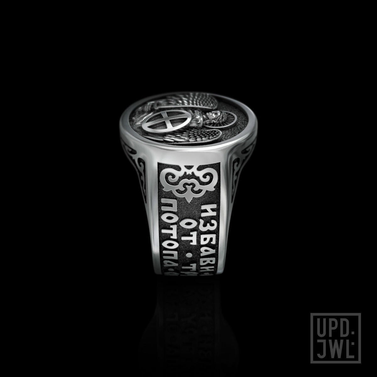 925 Silver Archangel Michael Christian Ring Saint Catholic Religious Ring Men