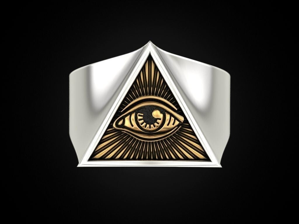 Eye of Providence Ring 925 Sterling Silver Freemason G Symbol Signet Ring US5-15