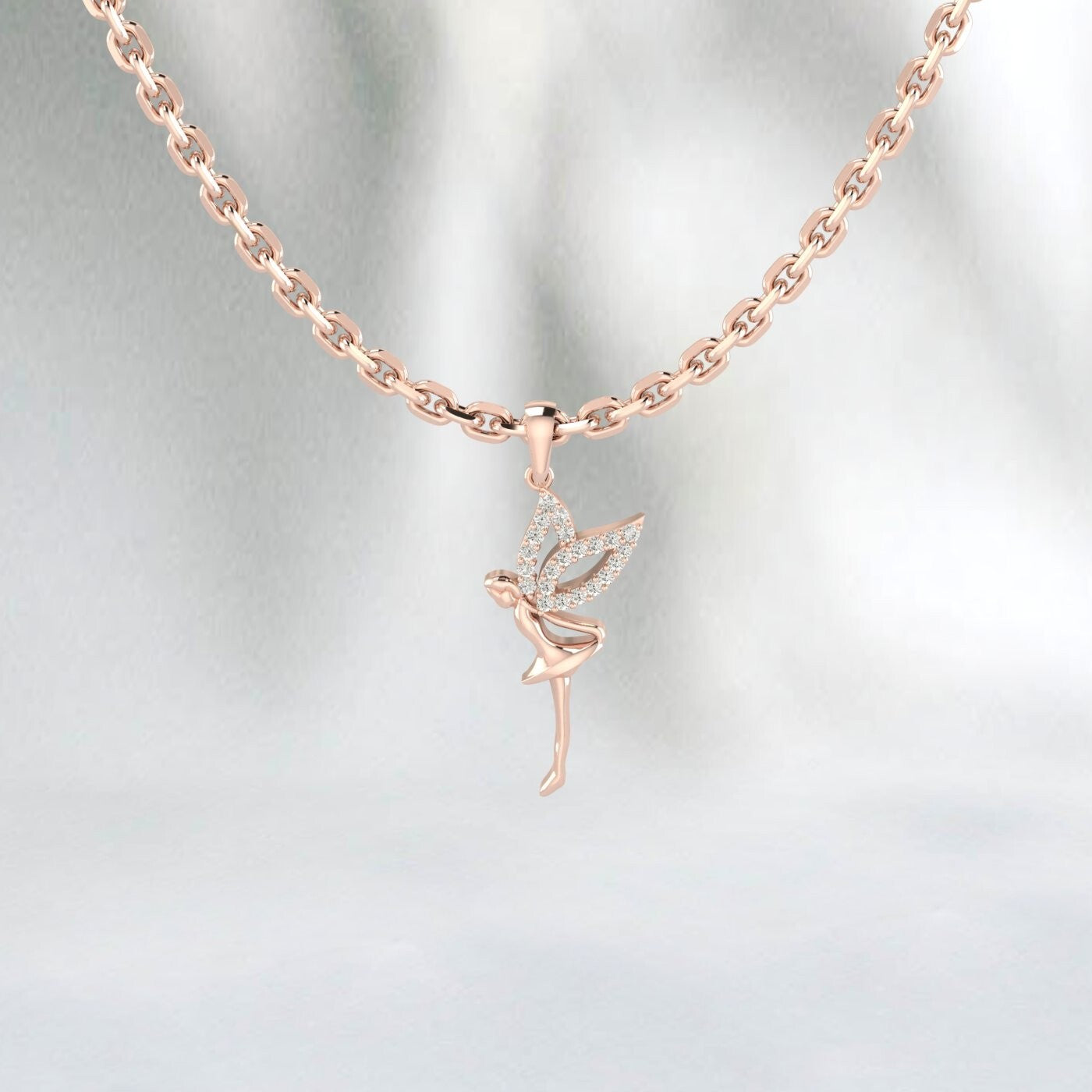 925 Silver Ballerina Pendant Angel Charm Micro Pave Diamond Pendant Dainty