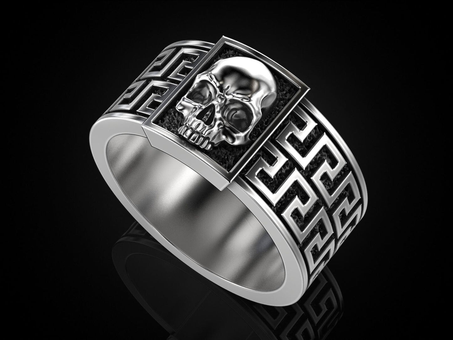 925 Sterling Silver Gothic Skull Ring Men's Biker Punk Heavy Gothic Ring US7~15