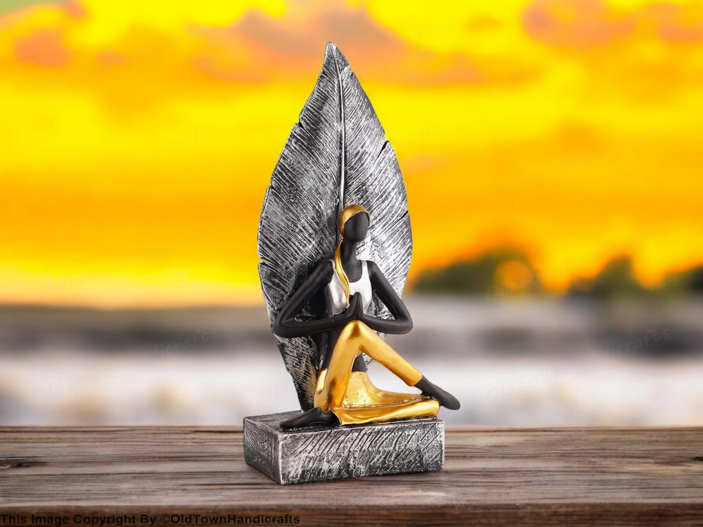Antique Lady Yoga Poses Showpiece for Home Decor Office Garden Polyresin Statue