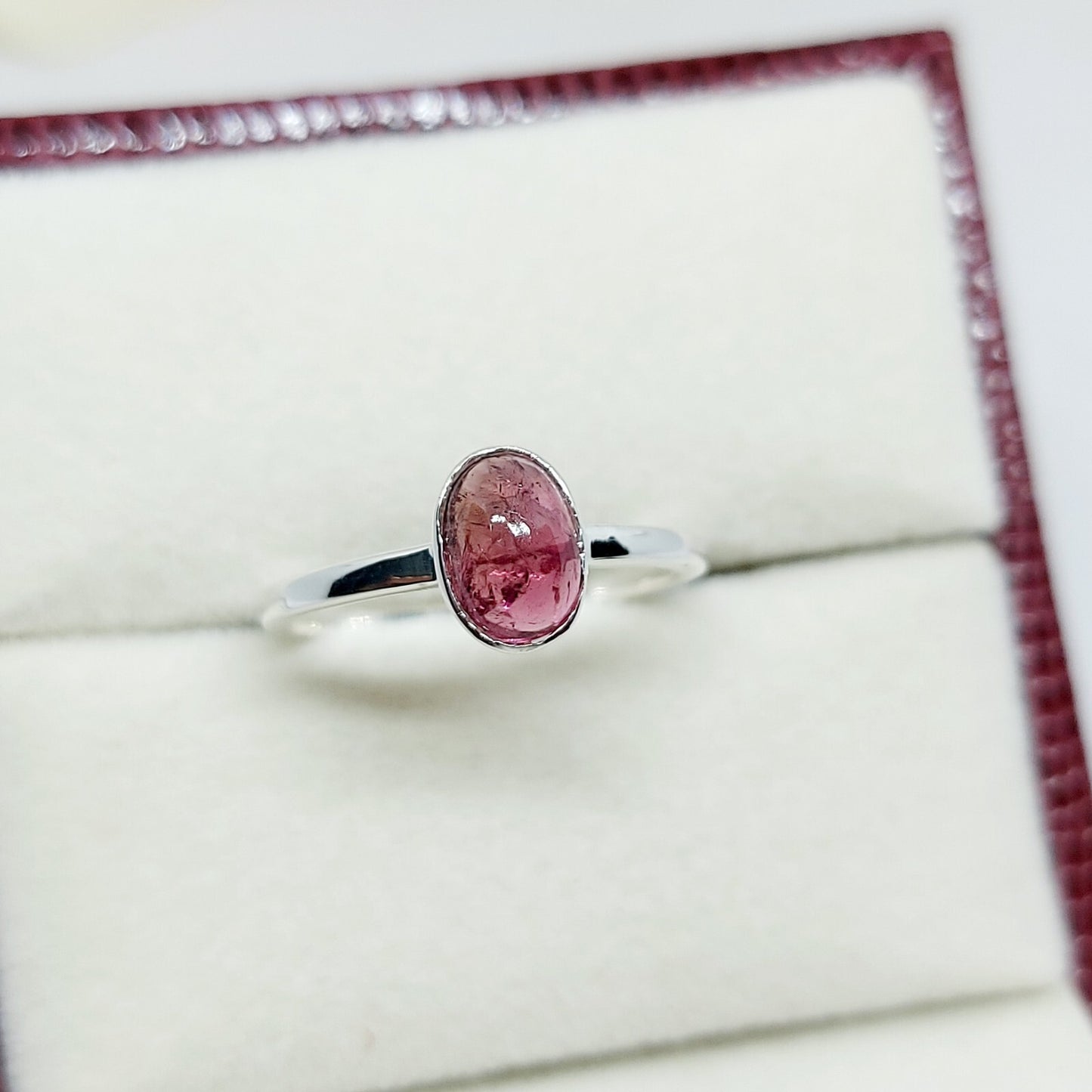 Pink Tourmaline Ring Oval Cut Handmade 925 Silver Gift Ring US5~15 Elegant Look