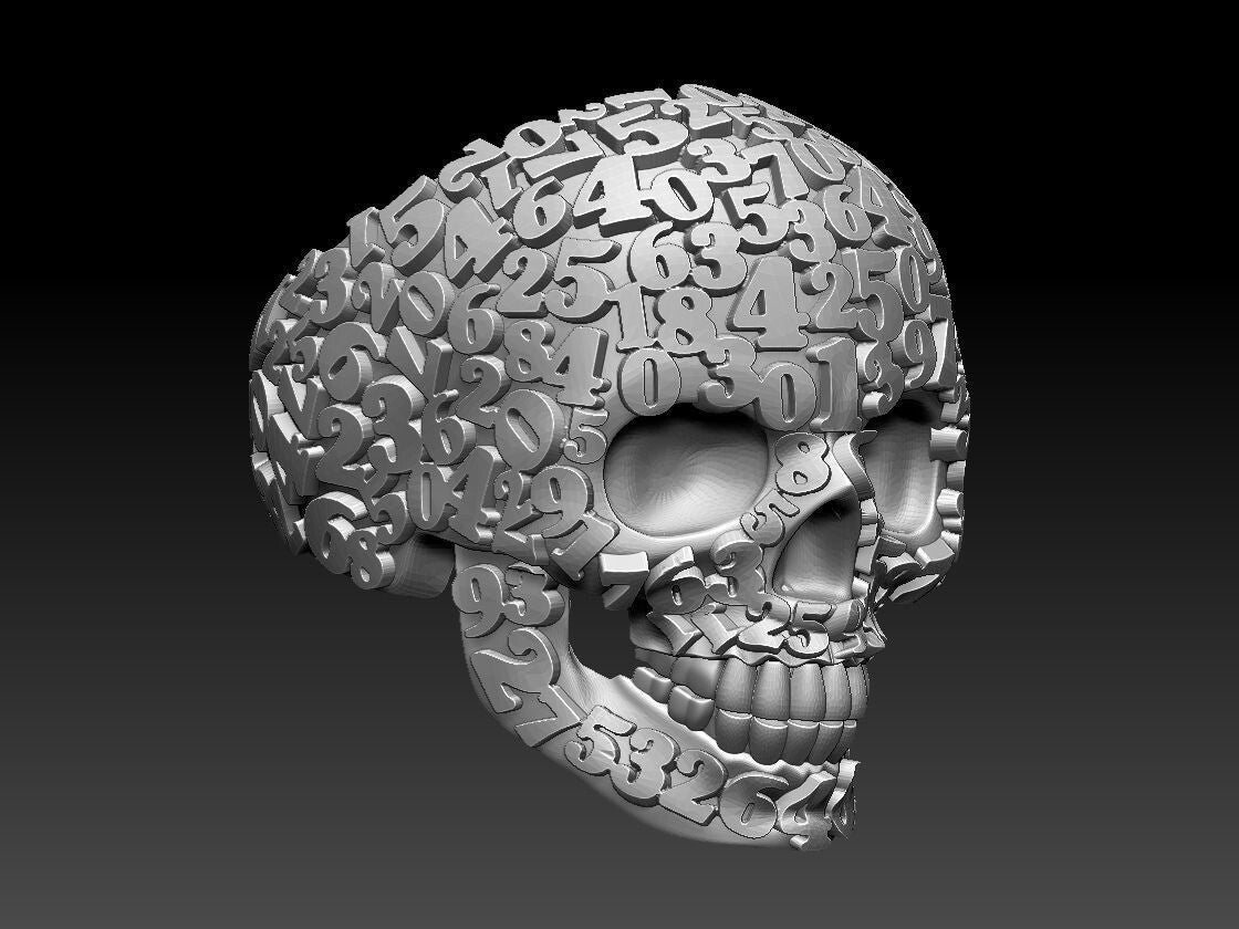 Men's Lucky Good Luck Number Gothic Skull Biker 925 Silver Ring For Men US5~15