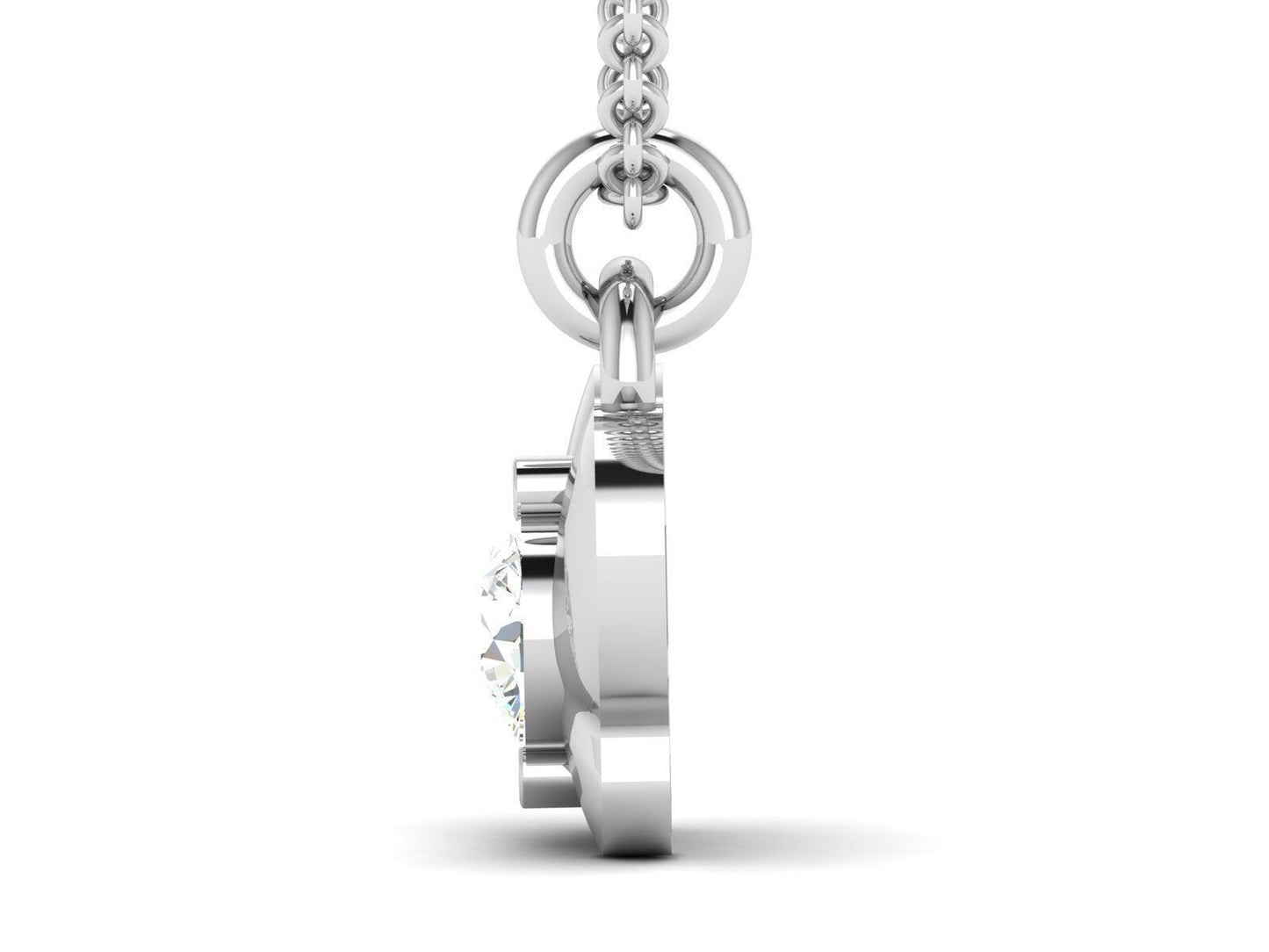 Silver Butterfly Shape Pendant Round CZ Diamond Necklace Handmade Gift for Her