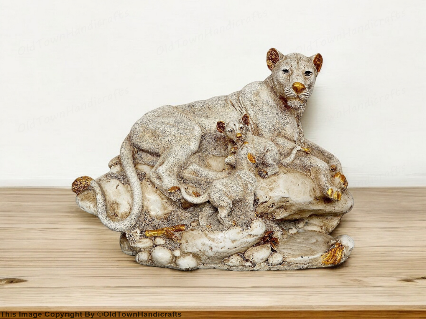 Polyresin Lion Family Statue 11" Decorative Showpiece for Home & Office Decor