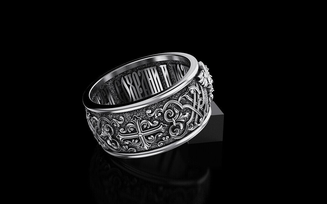 925 Silver Saint Michael Archangel Cross Sword Ring US5~ 15 Catholic Signet Ring