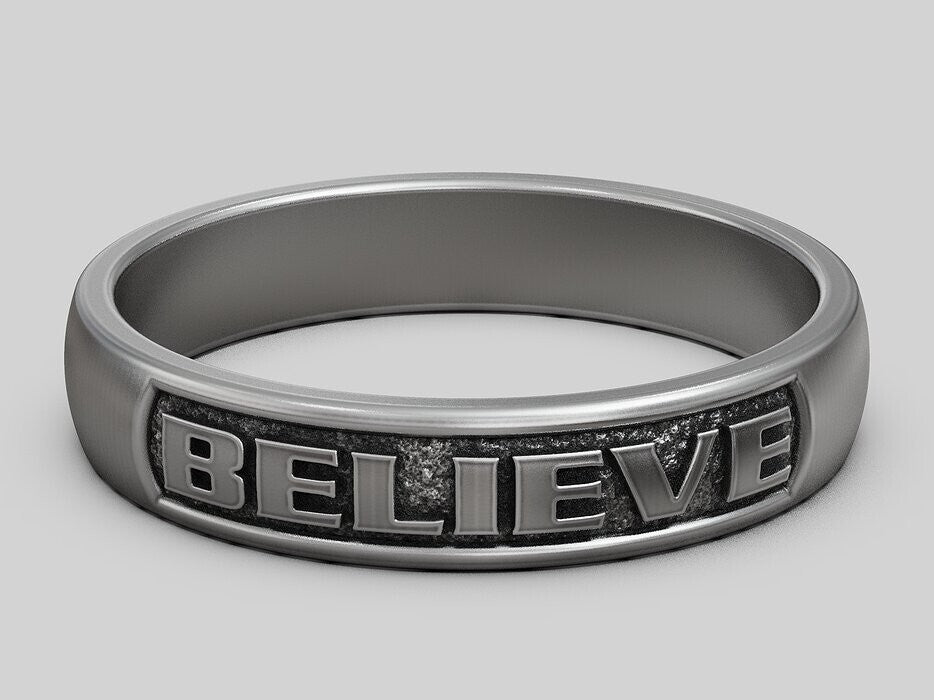 Silver Believe Band US7~15 Handmade Ring Women Men Jewelry Gift Believe Ring