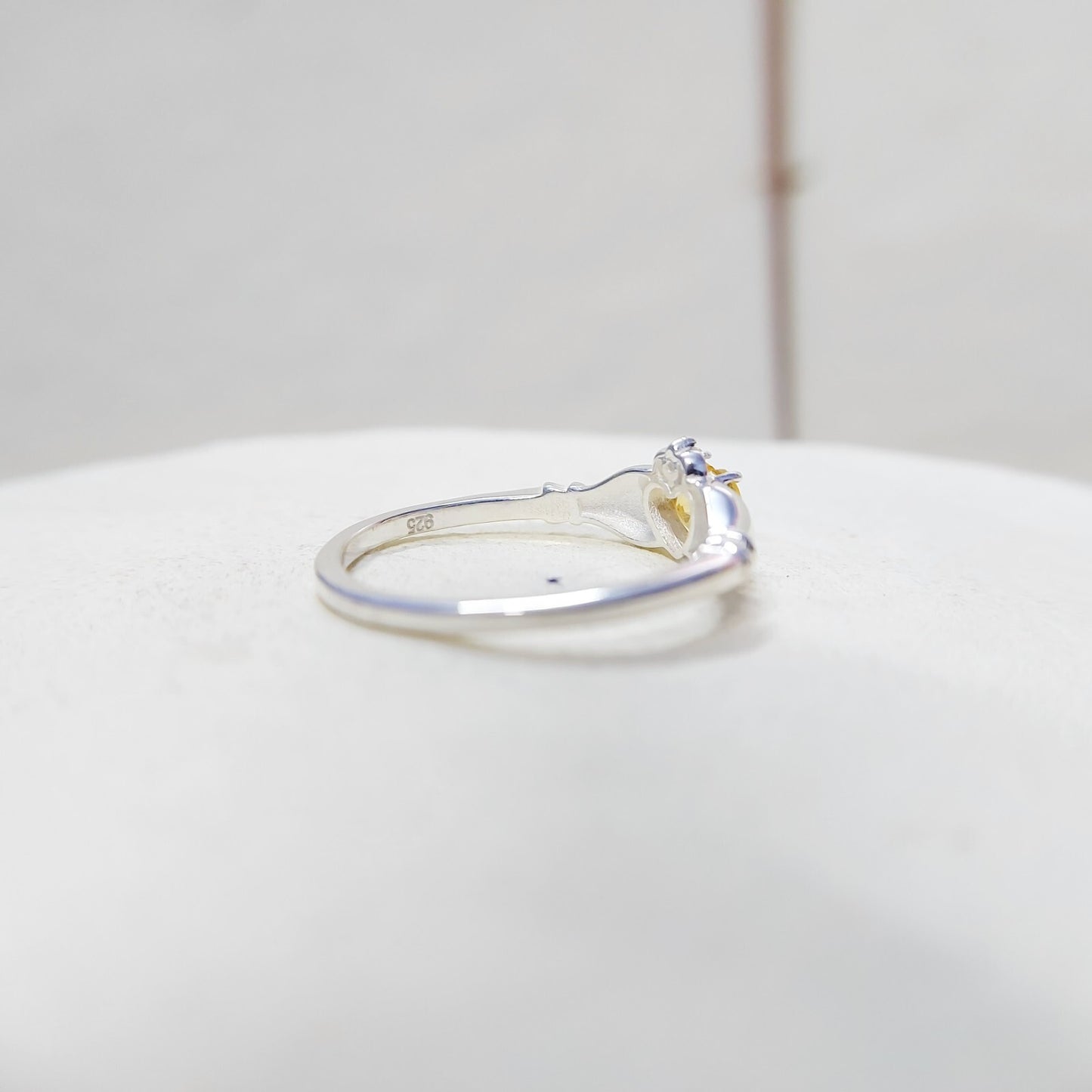 Claddagh Heart Citrine Ring Simulated Birthstone Women Silver Ring Gift Us5~ 15