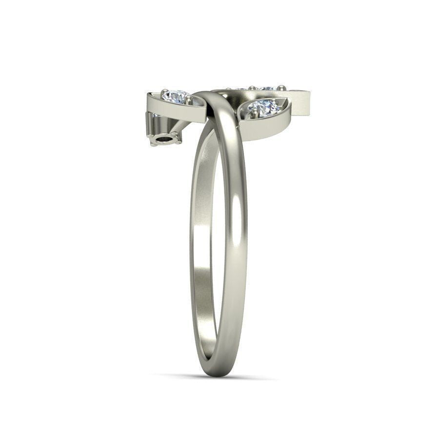 925 Silver Leaf Zircon Ring Dazzling White Cubic Zirconia Handmade Ring Us5~ 15
