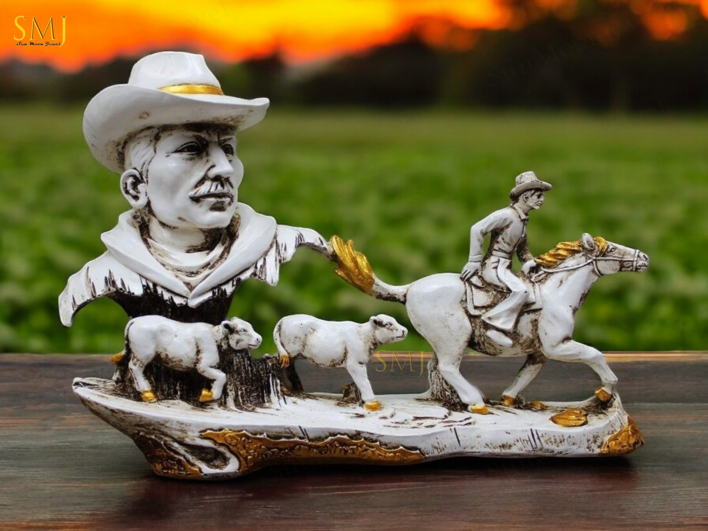 Cowboy with Horse Home Decor Showpiece Cowboy Statue Cowboy with Horse Gift