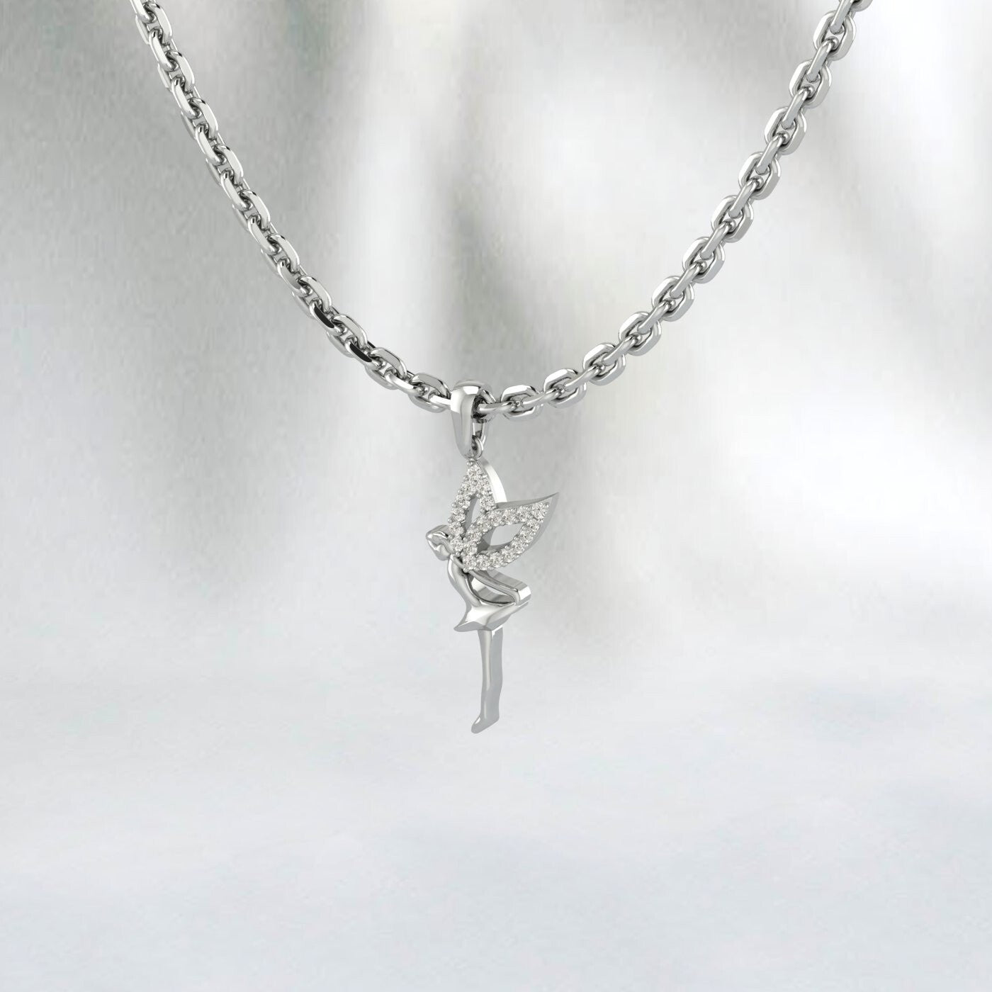 925 Silver Ballerina Pendant Angel Charm Micro Pave Diamond Pendant Dainty